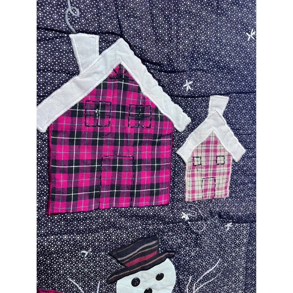 Vintage Patch Magic Group Inc Snowman Plaid Applique Quilt Winter Wall Hanging